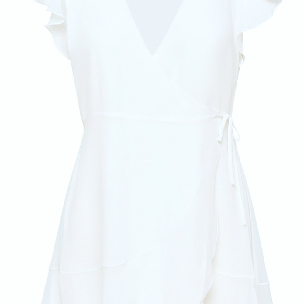 Brand new! Never worn! V-neck wrap dress; Size XS | Color is light birch (white)